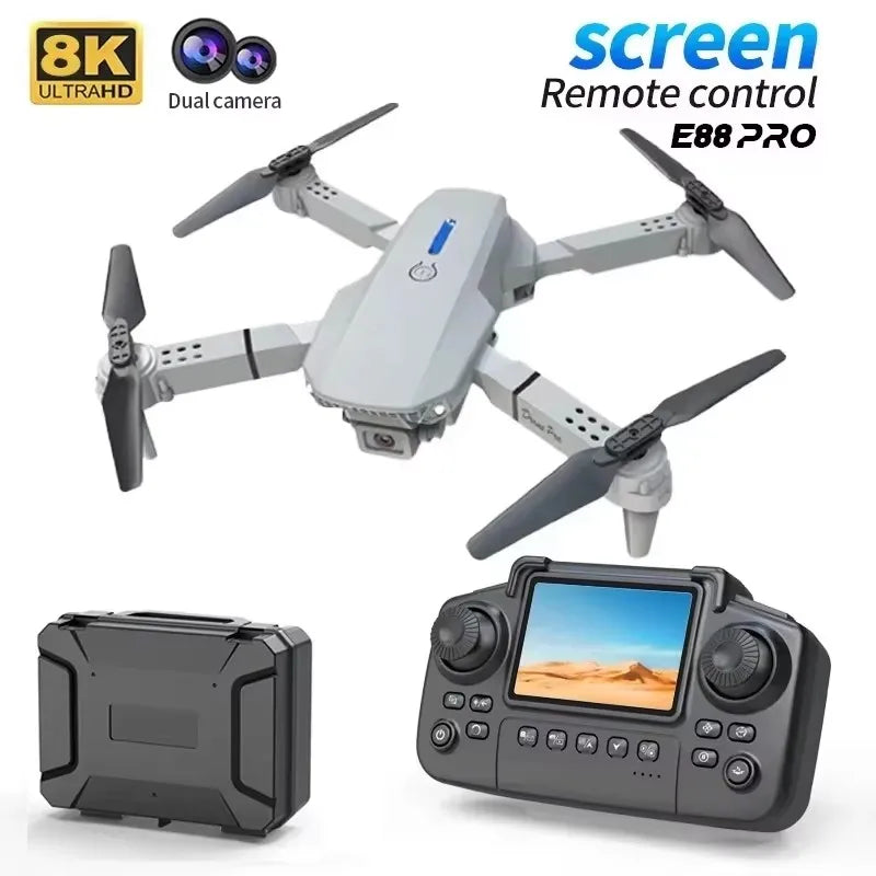 E88 Pro Foldable Drone with Screen Remote - Dual Camera