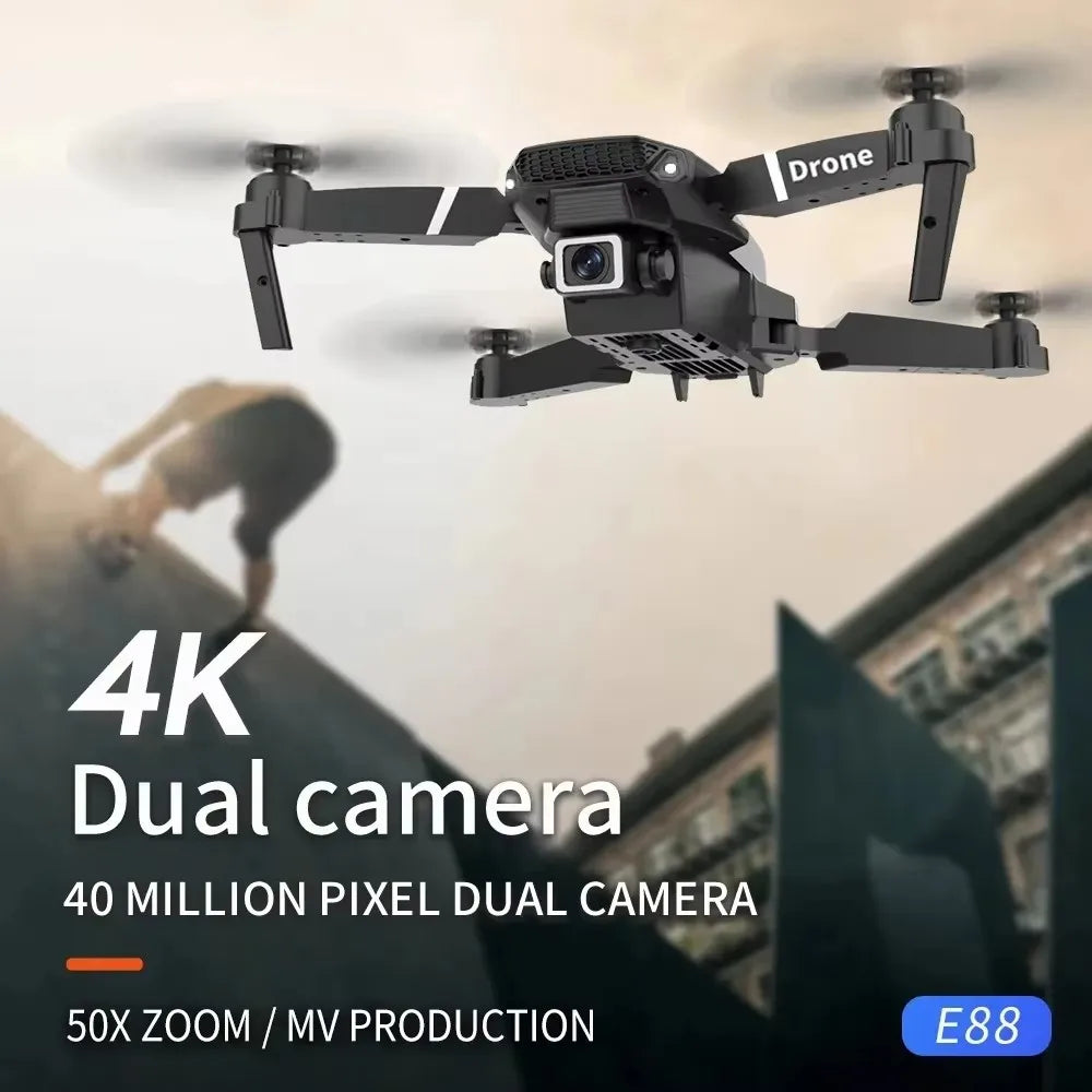 E88 Pro Foldable Drone with Screen Remote - Dual Camera
