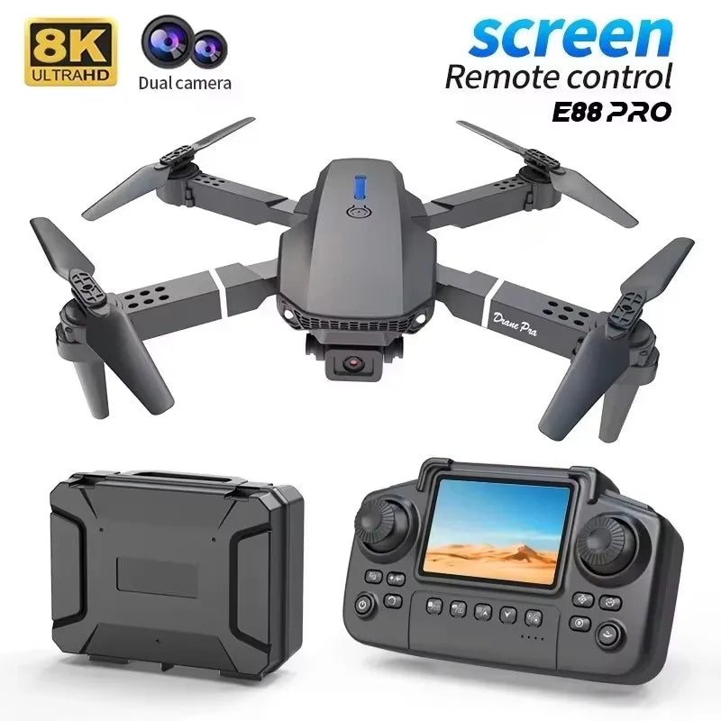 E88 Pro Foldable Drone with Screen Remote - Dual Camera
